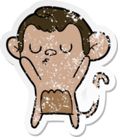 distressed sticker of a cartoon monkey png