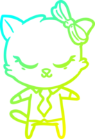 cold gradient line drawing of a cute cartoon business cat with bow png