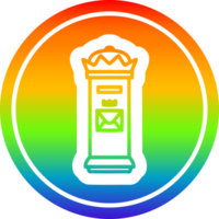 British postbox circular icon with rainbow gradient finish png