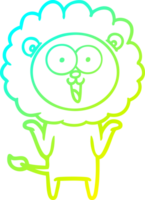 cold gradient line drawing of a happy cartoon lion png