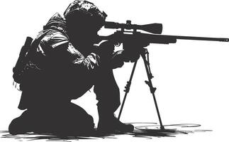 AI generated Silhouette sniper in action black color only full body vector