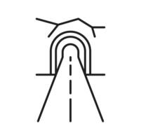 la carretera línea icono, autopista calle con túnel ruta vector