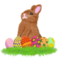 The easter egg and rabbit  for holiday concept. png