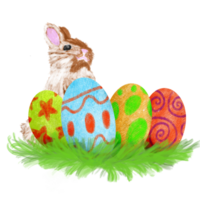 The easter egg and rabbit  for holiday concept. png