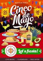 Mexican cinco de mayo festive holiday party flyer vector