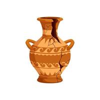 Ancient broken pottery and vase, vector crockery