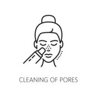 Skincare health, skin pores cleaning outline icon vector