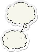 tecknad serie moln med trodde bubbla som en tryckt klistermärke png