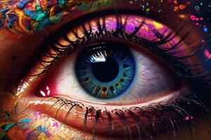 AI generated Vibrant Colorful eye art. Generate Ai photo