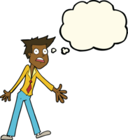 cartoon stressed man with thought bubble png