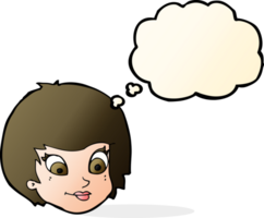 cartoon female face with thought bubble png