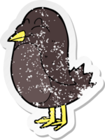 retro distressed sticker of a cartoon bird png