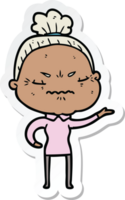 sticker of a cartoon annoyed old lady png