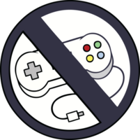 cute cartoon of a no gaming sign png