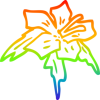 rainbow gradient line drawing of a cartoon lilly png