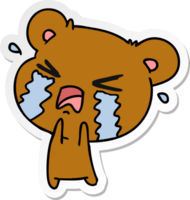 hand drawn sticker cartoon of a cute crying bear png