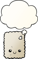 cartoon biscuit with thought bubble in smooth gradient style png
