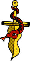 caricatura, garabato, daga, y, serpiente, tatuaje png
