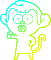 cold gradient line drawing of a cartoon shocked monkey png