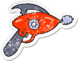 verontruste sticker van een cartoon ray gun png