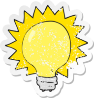 retro distressed sticker of a cartoon light bulb png