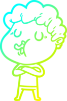 cold gradient line drawing of a cartoon man singing png