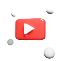 3D render youtube logo icon isolated on transparent background png