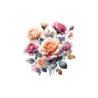 Pink Rose Flower Bouquet Arrangement Watercolor png