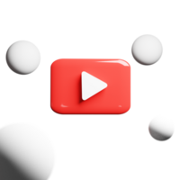 3D render youtube logo icon isolated on transparent background png