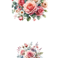 rosa ros blombukett arrangemang akvarell png