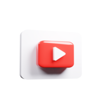 3D render youtube logo icon isolated on transparent background png