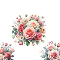 roze roos bloemboeket arrangement aquarel png