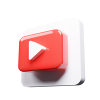 3D render youtube logo icon isolated on transparent background png