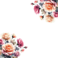 acquerello di composizione di bouquet di fiori di rose rosa png