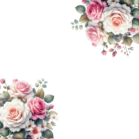 acquerello di composizione di bouquet di fiori di rose rosa png