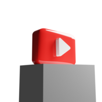 3D render youtube logo icon isolated on transparent background png