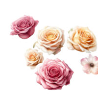 roze roos bloemboeket arrangement aquarel png