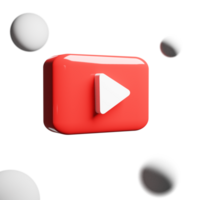 3D render youtube logo icon isolated on transparent background png