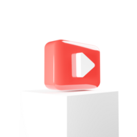 3d framställa Youtube logotyp ikon isolerat på transparent bakgrund png