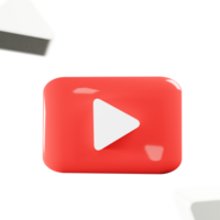 3D render youtube logo icon isolated on transparent background png