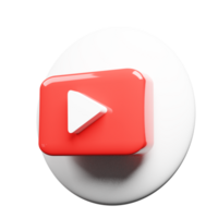 3D render youtube logo icon isolated on transparent background png