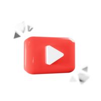 3D render youtube logo icon isolated on transparent background png