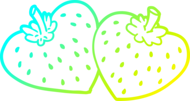 cold gradient line drawing of a cartoon strawberries png