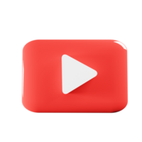 3D render youtube logo icon isolated on transparent background png