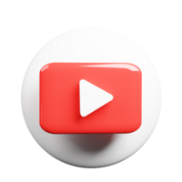 3d render Youtube logotipo ícone isolado em transparente fundo png