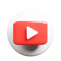 3D render youtube logo icon isolated on transparent background png