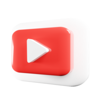 3D render youtube logo icon isolated on transparent background png