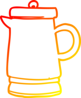 warm gradient line drawing of a old metal kettle png