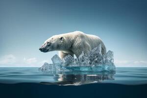 ai generado poderoso polar oso en iceberg. generar ai foto