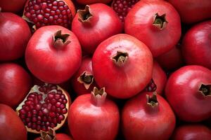 AI generated Pomegranate red fresh background. Generate Ai photo